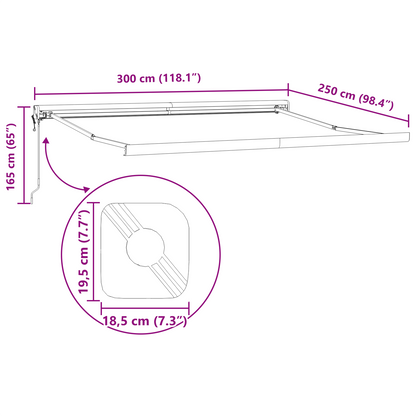Sort 300x250 Cm Automatisk Udtækkelig Markise - billede 12