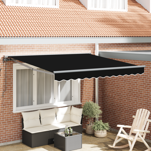 Utrækkelig Markise Sort 300x250 Cm Polyester Stof og Metal - hovedbillede