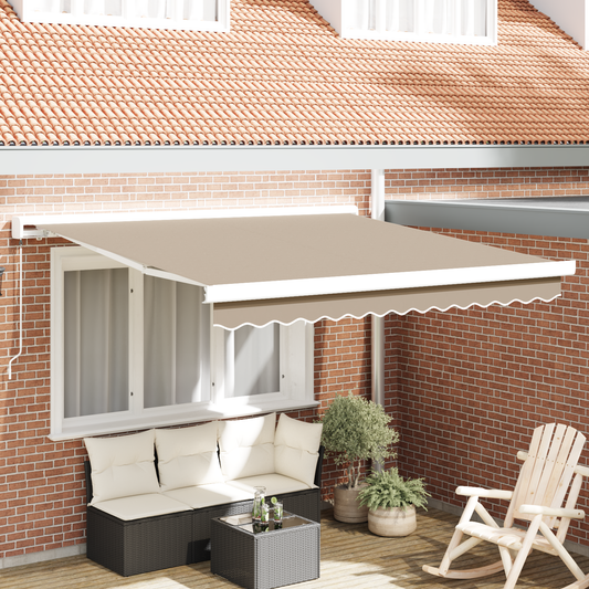 Manuel Udtækkelig Markise Beige 300x250 Cm&&markise Erstatningsstof til 3x2.5 M Ramme Beige - hovedbillede