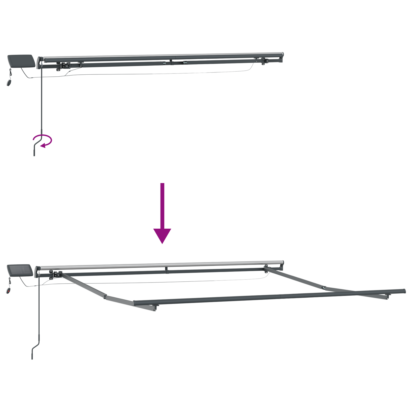 Manuel Udtækkelig Markise med Led Hvid 300x250 Cm&&markise Udskiftningstof til 3x2.5 M Rammel Hvid - billede 10