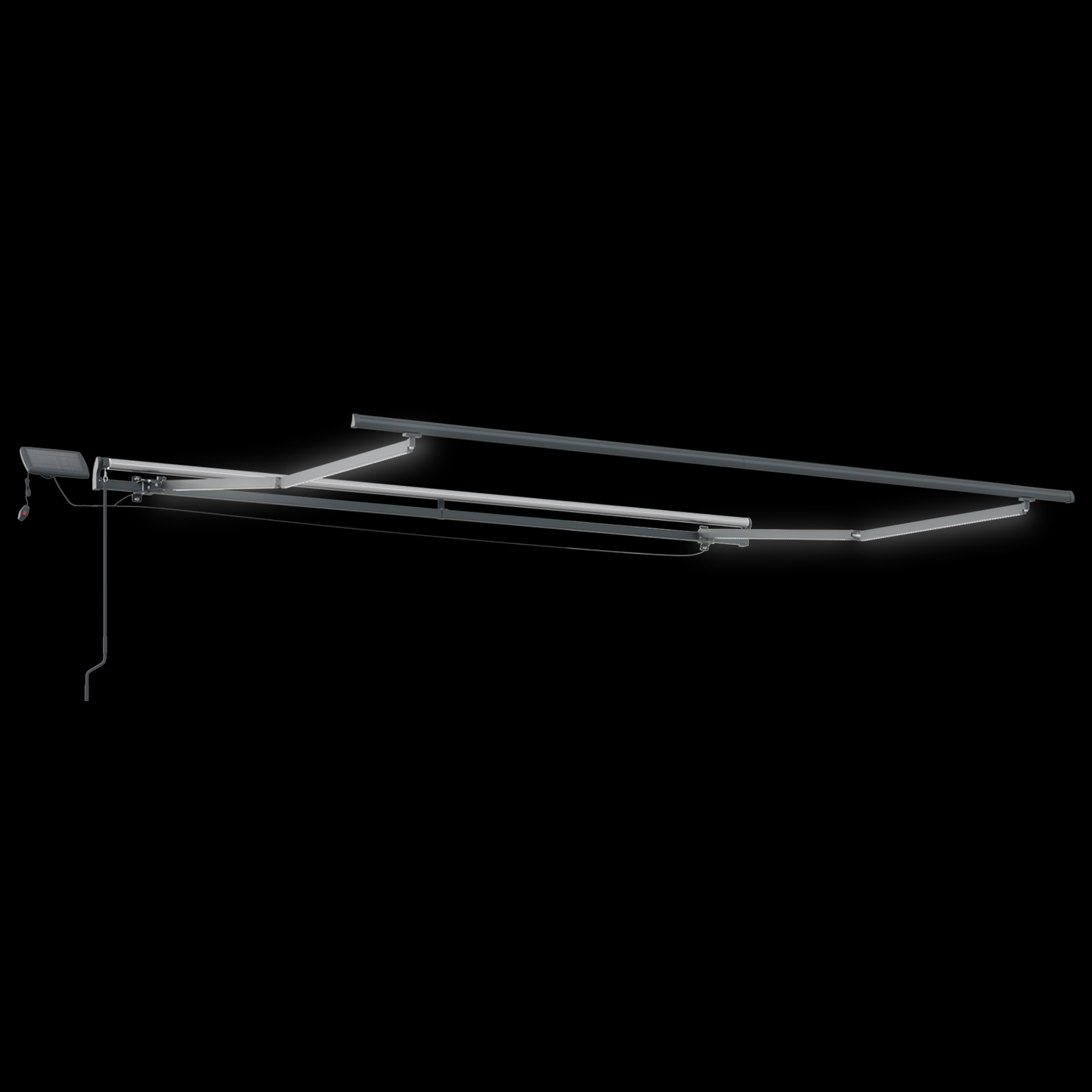 Manuel Udtækkelig Markise med Led Hvid 300x250 Cm&&markise Udskiftningstof til 3x2.5 M Rammel Hvid - billede 5