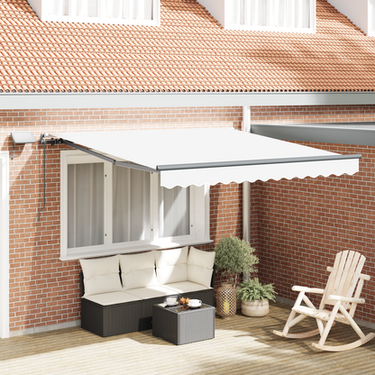 Manuel Udtækkelig Markise med Led Hvid 300x250 Cm&&markise Udskiftningstof til 3x2.5 M Rammel Hvid - hovedbillede