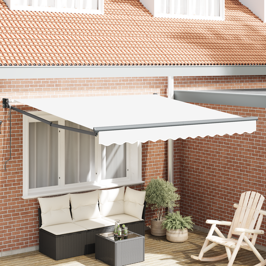 Automatisk Udtækkelig Markise Hvid 300x250 Cm&&markise Erstatningsstof til 3x2.5 M Ramme Hvid - hovedbillede