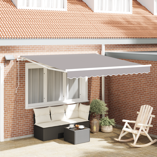 Manuel Utrækkelig Markise med Led Lys - Grå 300 X 250 Cm - hovedbillede