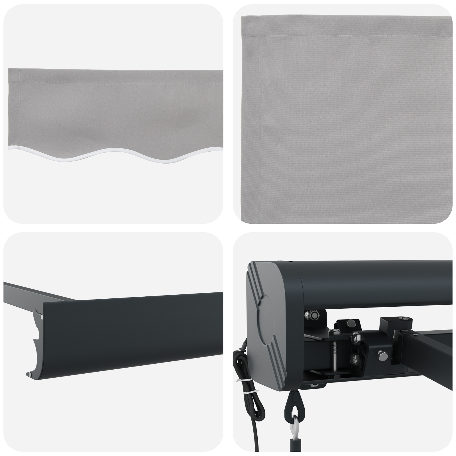 Automatisk Utrækkelig Markise Lys Grå 300x250 Cm - billede 8