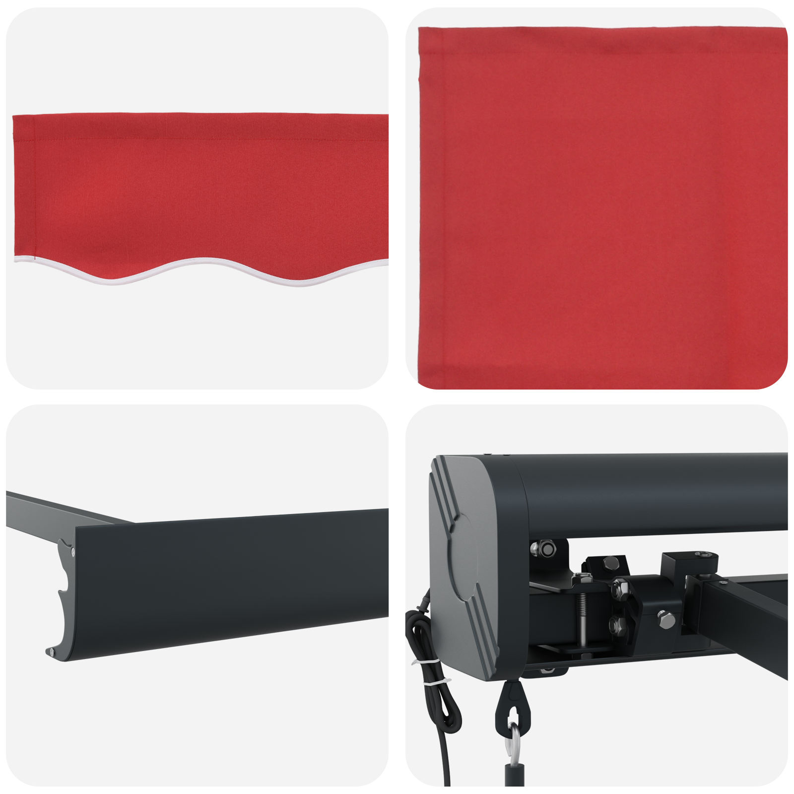 Automatisk Utrækkelig Markise - Rød 300x250 Cm - billede 8