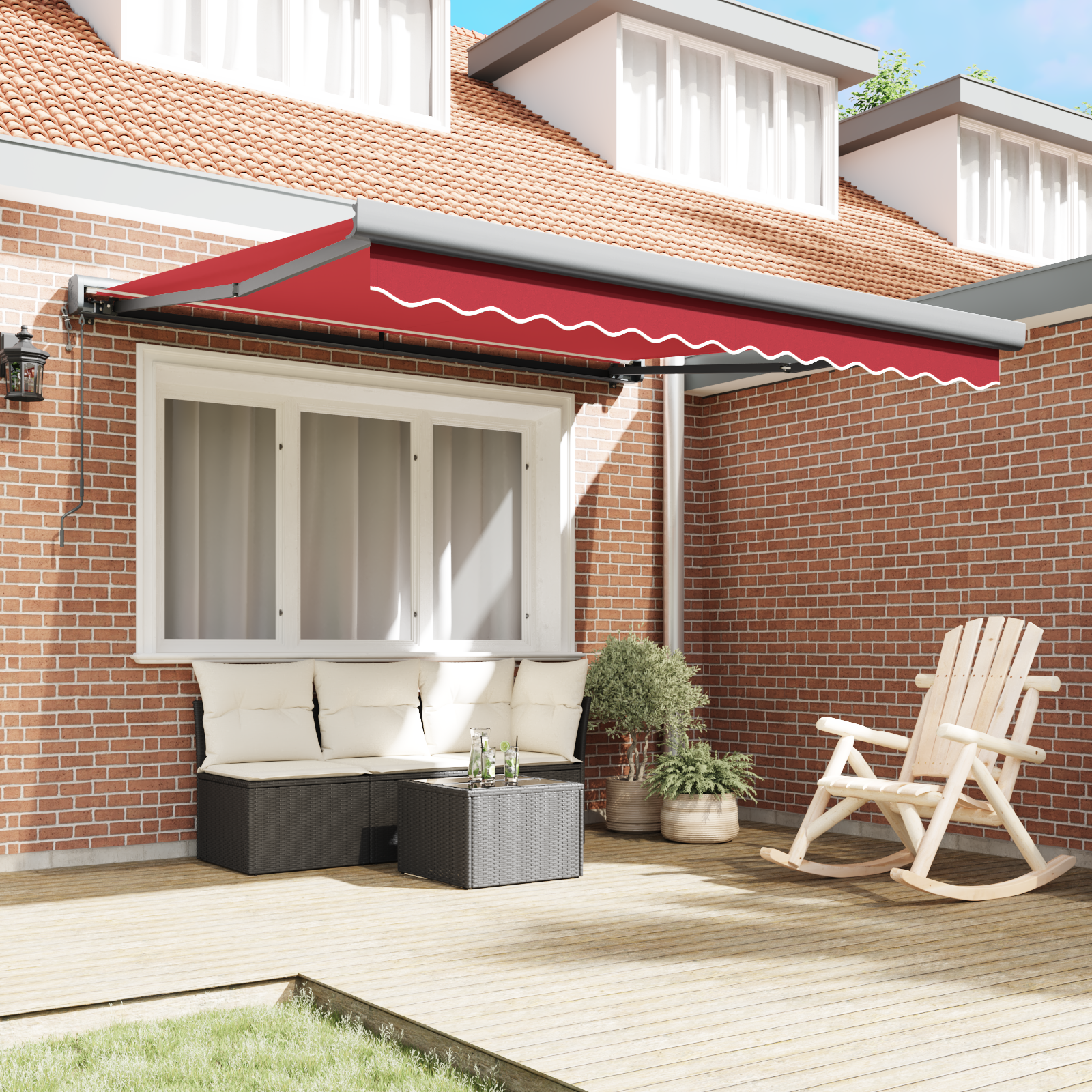 Automatisk Utrækkelig Markise - Rød 300x250 Cm - billede 3