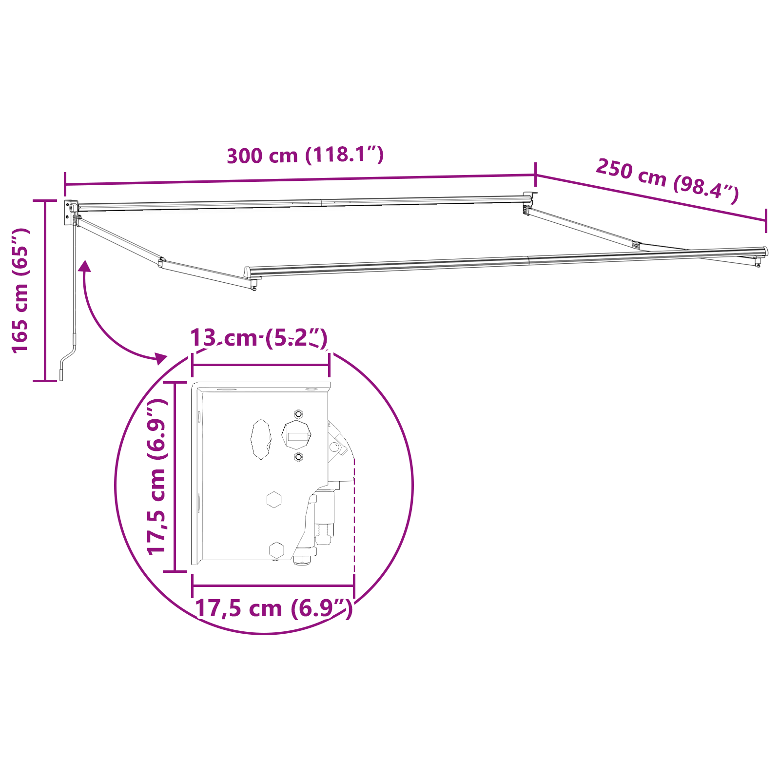Manuel Sammenrullelig Markise Grøn og Gul 300x250 Cm&&markise Erstatningsstof til 3x2,5 M Ramme Grøn og Gul - billede 11