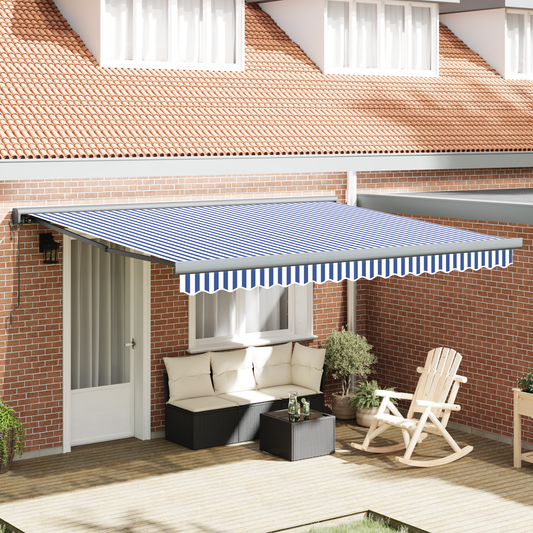 Automatisk Utrullesmarkise i Blå og Hvid - 350x250 Cm - hovedbillede