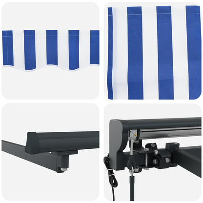 Automatisk Utrækkelig Markise Blå og Hvid 350x250 Cm - billede 11