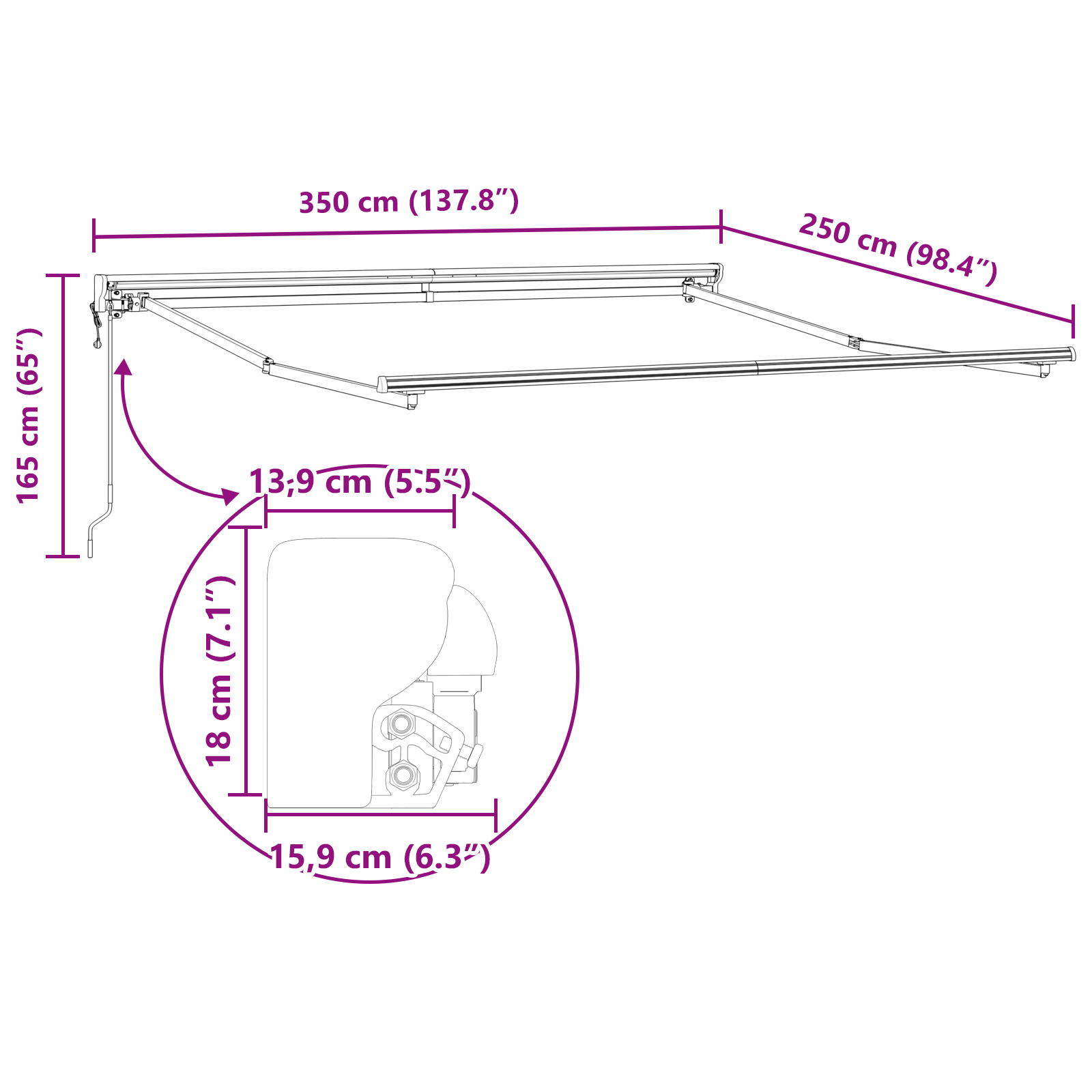 Utrækkelig Markise Blå og Hvid 350x250 Cm Akryl - billede 12