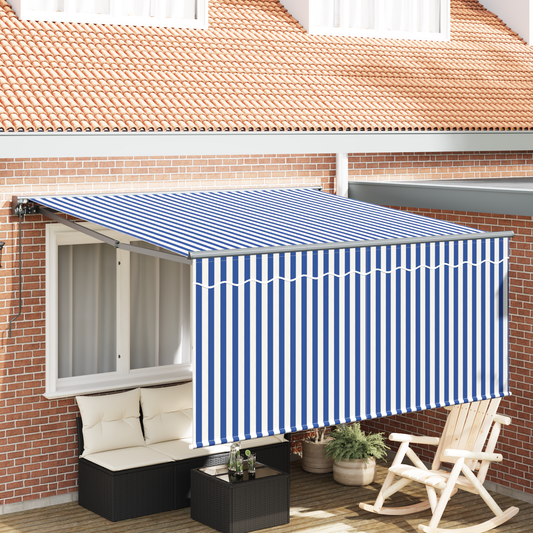 Utrækkelig Markise Marineblå og Hvid 350 X 250 Cm - hovedbillede