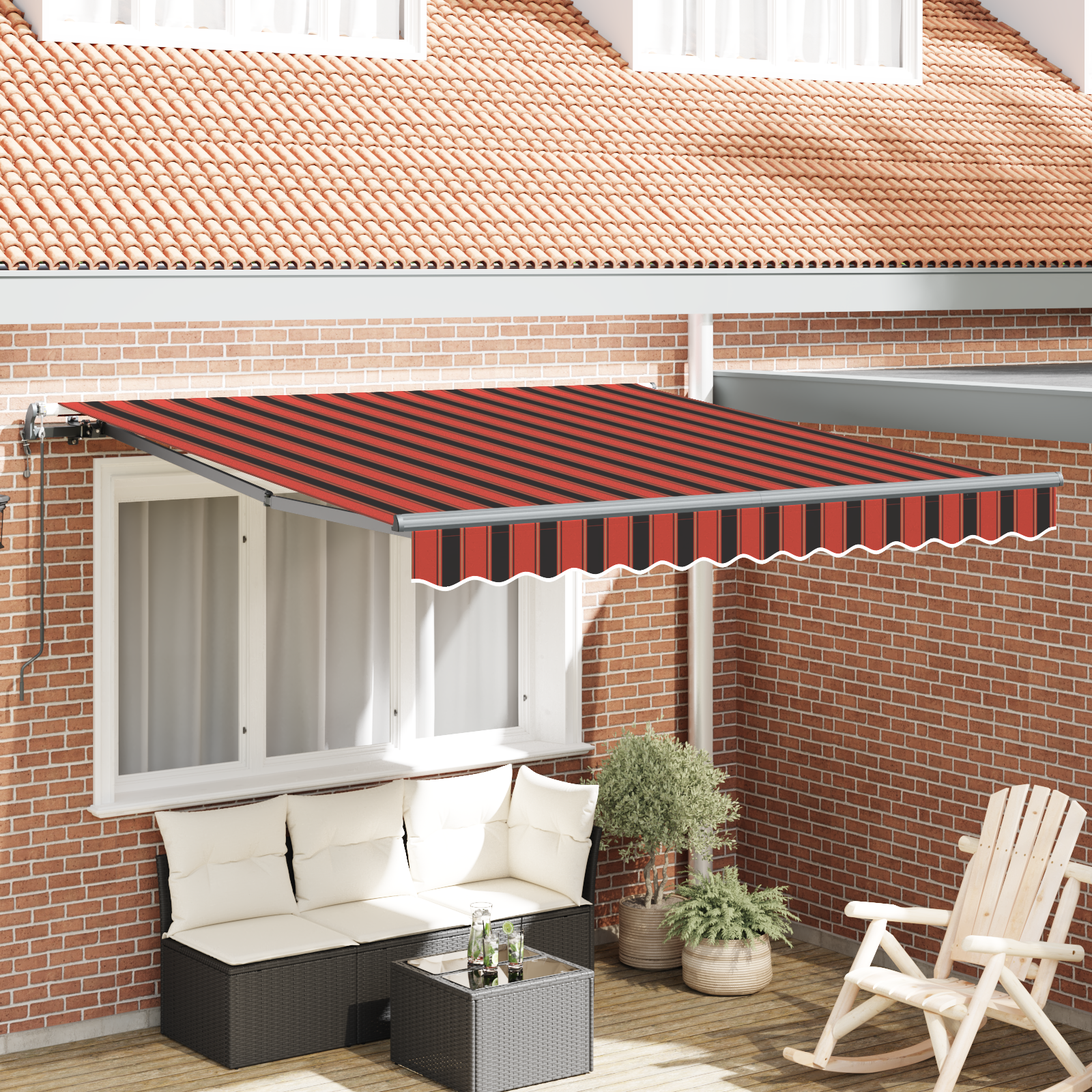 Automatisk Udtækkelig Markise Orange og Brun 350x250 Cm - hovedbillede