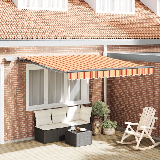 Manuel Udtækkelig Markise med Led Gul og Orange 350x250 Cm - hovedbillede