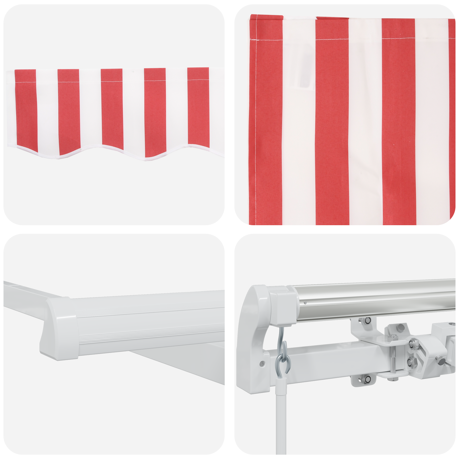 Manual Udtækkelig Markise Rød og Hvid Stribe 350x250 Cm - billede 8