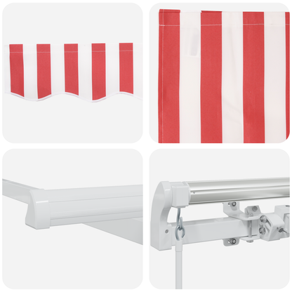 Manual Udtækkelig Markise Rød og Hvid Stribe 350x250 Cm - billede 8