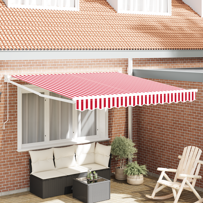 Manual Udtækkelig Markise Rød og Hvid Stribe 350x250 Cm - hovedbillede