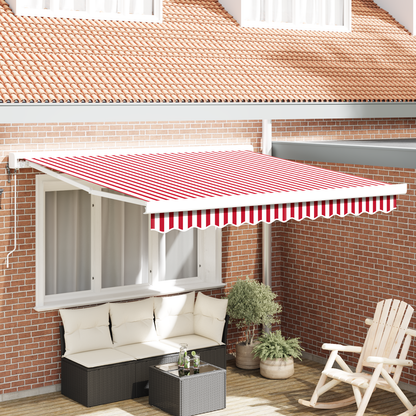 Automatisk Udtækkelig Markise i Rød og Hvid Stribe 350 X 250 Cm - hovedbillede