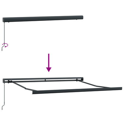 Manuel Udtræk Markise Rød og Hvid Stribe 350x250 Cm - billede 9