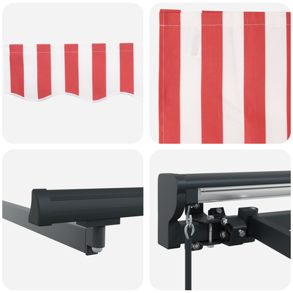 Utrækkelig Markise Rød og Hvid Stribe 350x250 Cm - billede 8