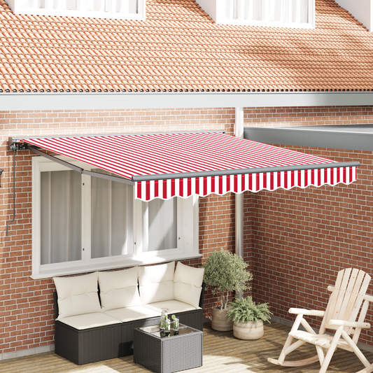 Utrækkelig Markise Rød og Hvid Stribe 350x250 Cm - hovedbillede