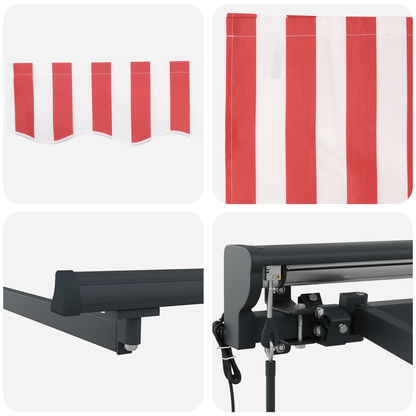 Utrækkelig Markise Rød og Hvid Stribe 350x250 Cm - billede 8