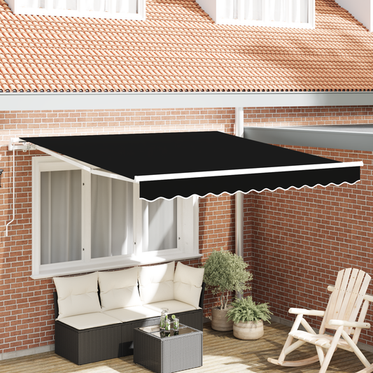 Manuel Udtækkelig Markise Sort 350x250 Cm&&markise Erstatningsstof til 3,5x2,5 M Ramme Sort - hovedbillede