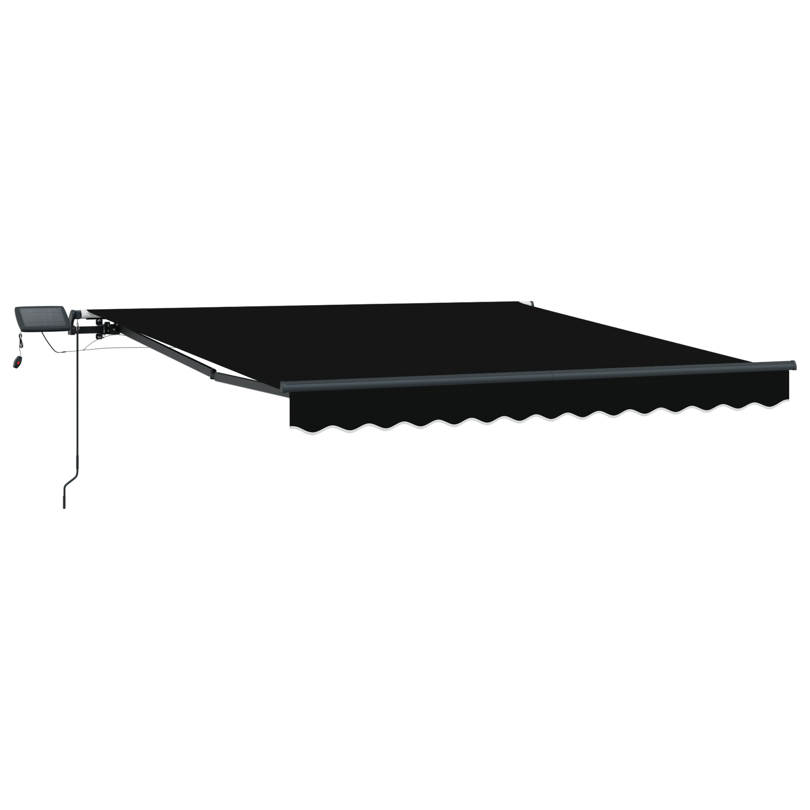 Manuel Udtækkelig Markise med Led Sort 350x250 Cm&&markise Udskiftningsstof til 3,5x2,5 M Ramme Sort - billede 4