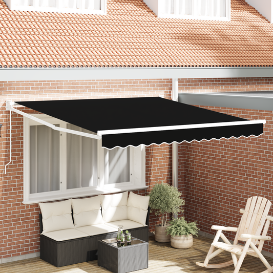 Manuel Udtækkelig Markise Sort 350x250 Cm&&markise Erstatningsstof til 3.5x2.5 M Ramme Sort - hovedbillede