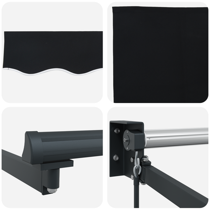 Manuel Sammenrullelig Markise Sort 350x250 Cm&&markise Erstatningsstof til 3.5x2.5 M Ramme Sort - billede 8