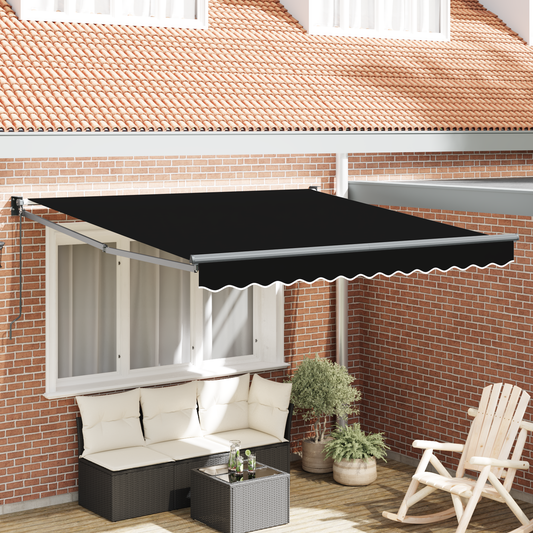 Manuel Sammenrullelig Markise Sort 350x250 Cm&&markise Erstatningsstof til 3.5x2.5 M Ramme Sort - hovedbillede