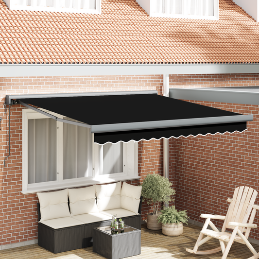 Automatiske Utrækkelige Markise Sort 350x250 Cm - hovedbillede