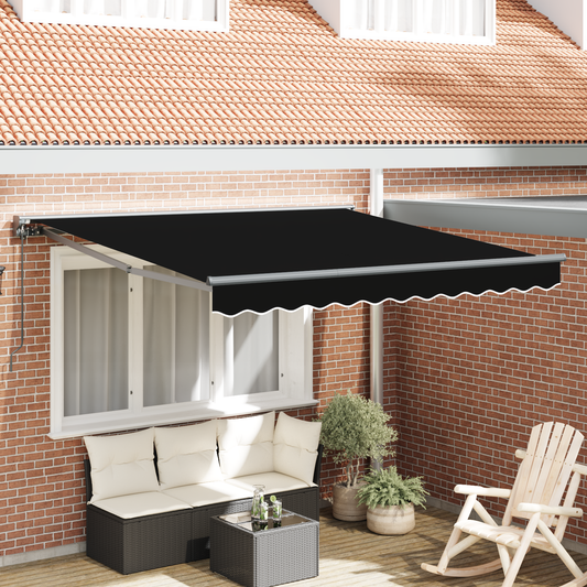 Utrækkelig Markise Sort 350x250 Cm Polyester - hovedbillede