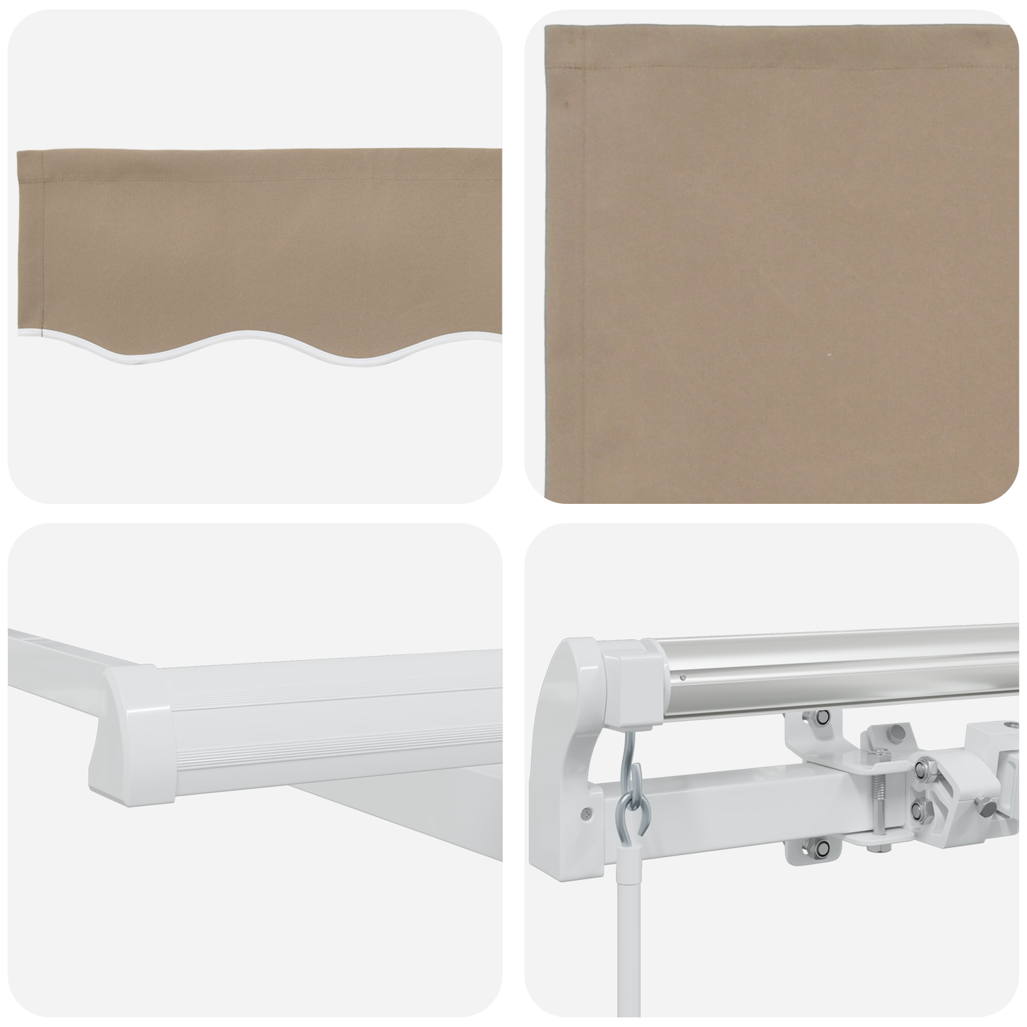 Manuelle Udtækkelig Markise Beige 350x250 Cm&&markise Erstatningstof til 3.5x2.5 M Ramme Beige - billede 8