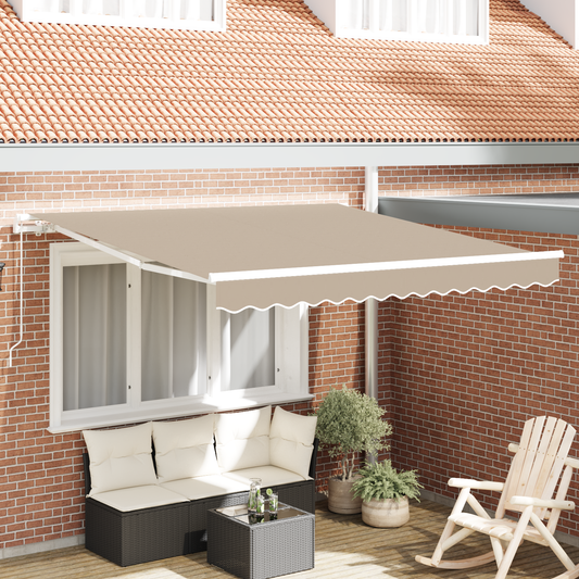 Manuelle Udtækkelig Markise Beige 350x250 Cm&&markise Erstatningstof til 3.5x2.5 M Ramme Beige - hovedbillede