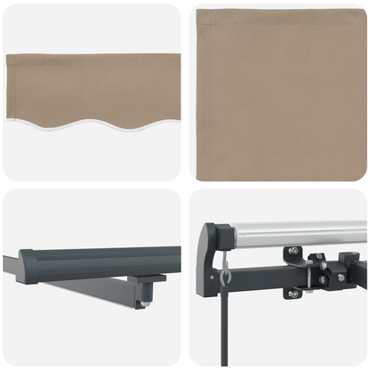Manuel Udtækkelig Markise med Led Beige 350x250 Cm&&markise Erstatningsstof til 3.5x2.5 M Ramme Beige - billede 8