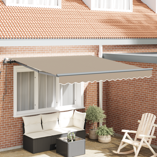 Automatisk Udtækkelig Markise Beige 350x250 Cm&&markise Erstatningsstof til 3.5x2.5 M Ramme Beige - hovedbillede