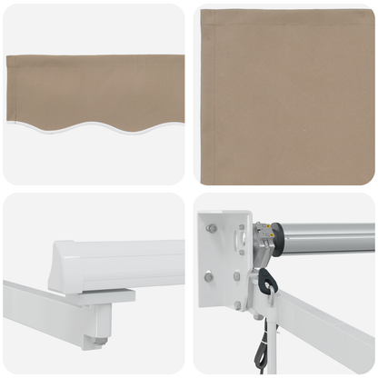 Automatisk Udtækkelig Markise Beige 350x250 Cm&&markise Erstatningsstof til 3.5x2.5 M Ramme Beige - billede 8