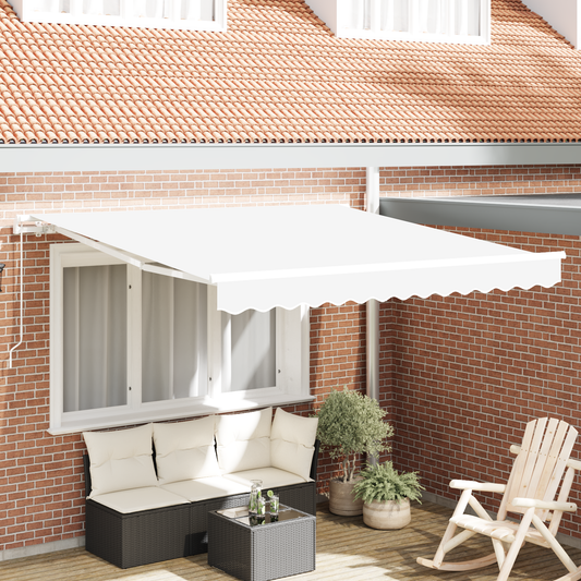 Manuel Udtækkelig Markise Hvid 350x250 Cm&&markise Erstatningsstof til 3,5x2,5 M Ramme Hvid - hovedbillede