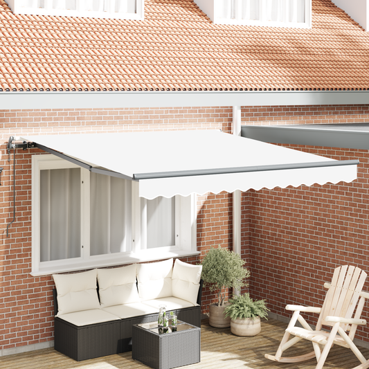 Automatisk Udtækkelig Markise Hvid 350x250 Cm&&markise Udskiftningsstof til 3.5x2.5 M Ramme Hvid - hovedbillede