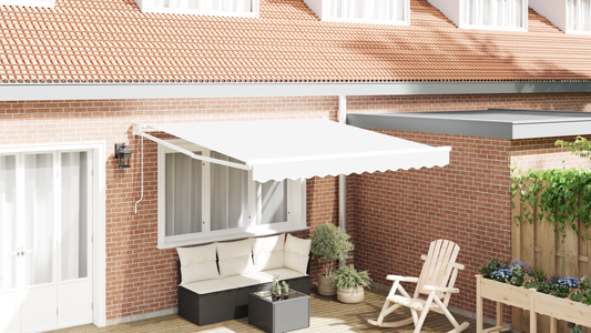 Automatisk Udtækkelig Markise Hvid 350x250 Cm&&markise Erstatningsstof til 3.5x2.5 M Ramme Hvid - hovedbillede