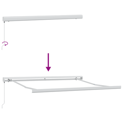 Manuel Utrækkelig Markise Hvid 350x250 Cm&&markise Erstatningsstof til 3,5x2,5 M Ramme Hvid - billede 9