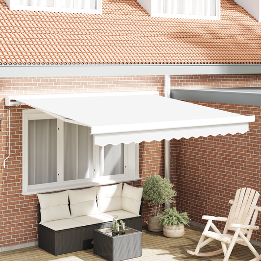 Manuel Utrækkelig Markise Hvid 350x250 Cm&&markise Erstatningsstof til 3,5x2,5 M Ramme Hvid - hovedbillede