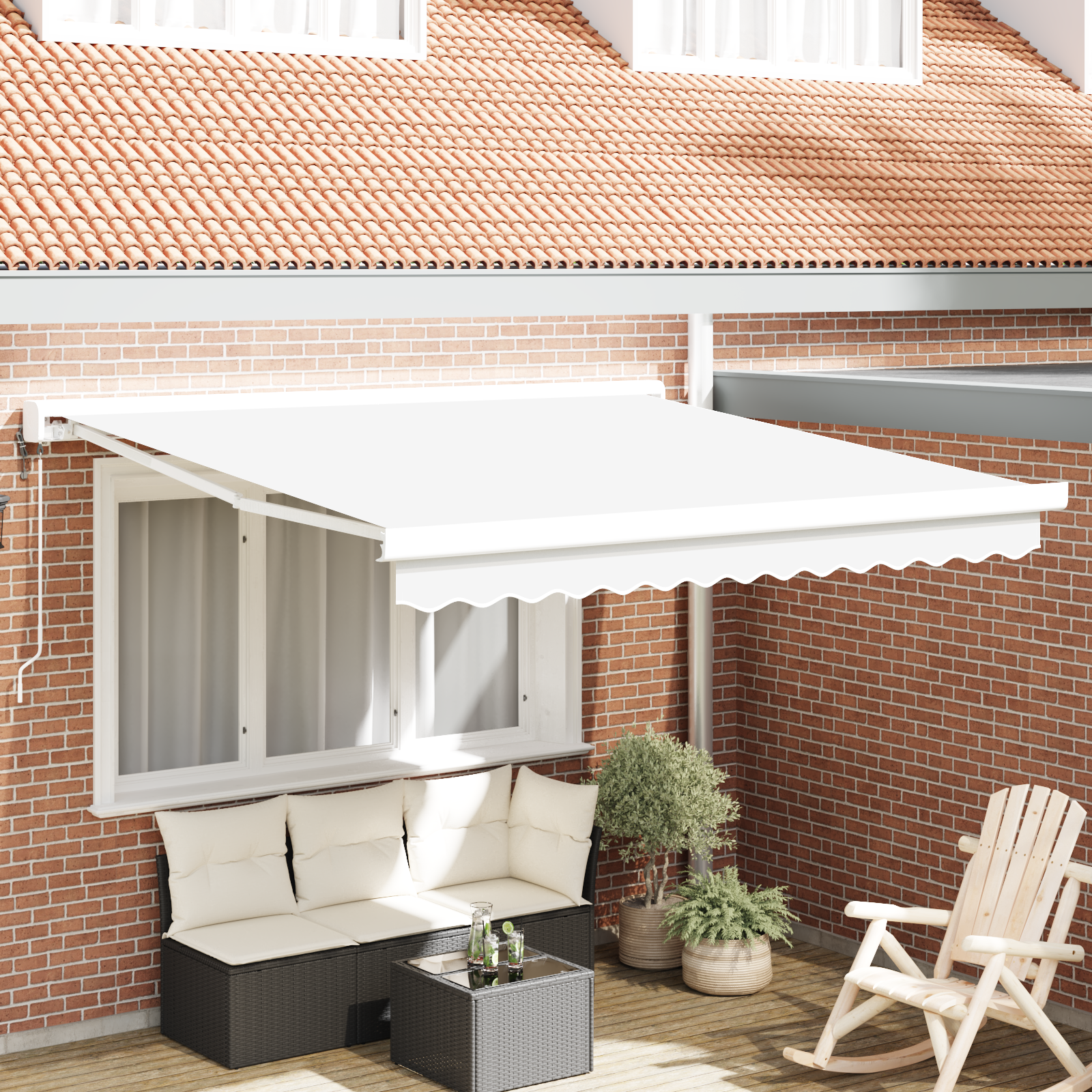 Automatisk Udtrækbar Markise Hvid 350x250 Cm - hovedbillede