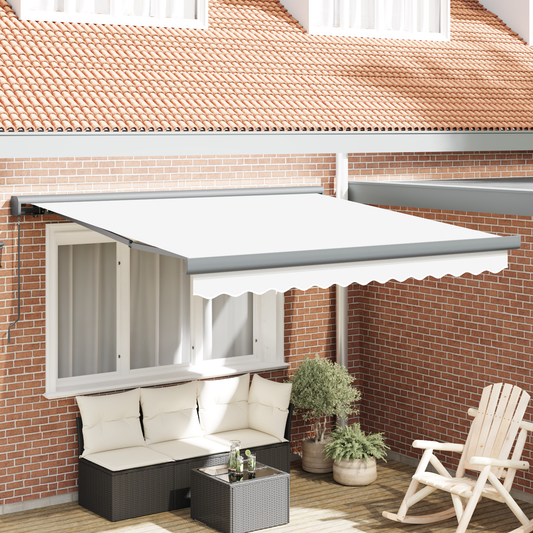 Manuel Udtækkelig Markise Hvid 350x250 Cm&&markise Udskiftningsstof til 3,5x2,5 M Ramme Hvid - hovedbillede