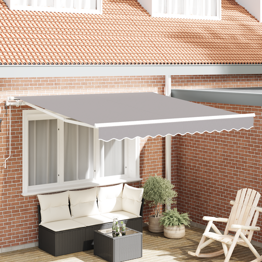 Automatisk Utrækkelig Markise Lys Grå 350 X 250 Cm - hovedbillede