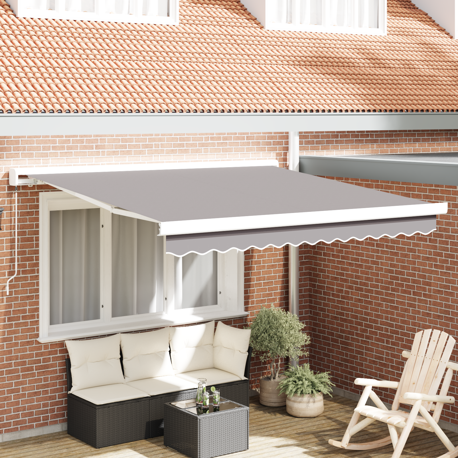 Manuel Udtækkelig Markise Lysegrå 350x250 Cm&&markise Erstatningsstof til 3.5x2.5 M Ramme Lysegrå - hovedbillede