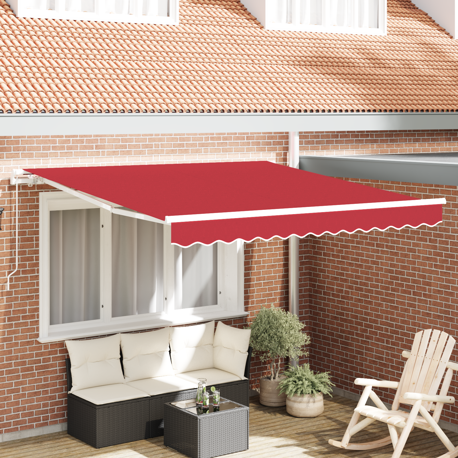 Manuel Udtækkelig Markise Rød 350x250 Cm&&markise Erstatningsstof til 3.5x2.5 M Ramme Rød - hovedbillede