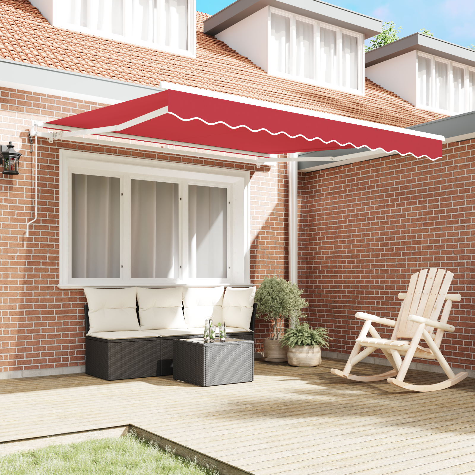 Automatisk Utrullende Markise Rød 350 X 250 Cm - billede 3
