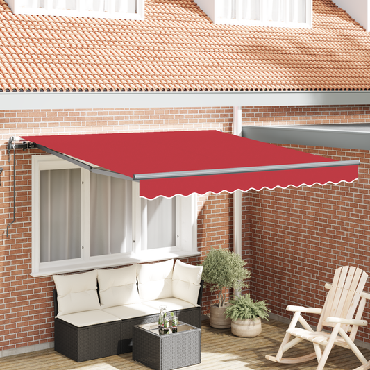 Automatisk Udtækkelig Markise Rød 350x250 Cm&&markise Udskiftningsstof til 3.5x2.5 M Ramme Rød - hovedbillede
